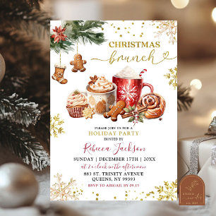Convites Brunch de Natal com Chocolate Quente e Biscoitos d