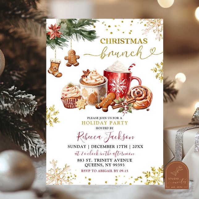 Convites Brunch de Natal com Chocolate Quente e Biscoitos d (Criador carregado)