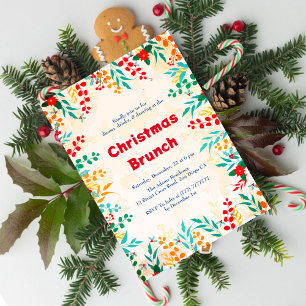 Convites Brunch de Natal com Eucalipto de Inverno e Poinset