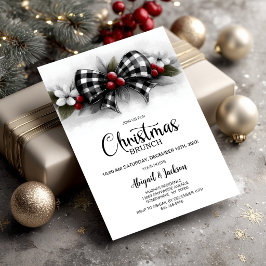 Convites Brunch de Natal com Laço Xadrez de Búfalo