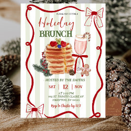 Convites Brunch de Natal com Listras em Verde Salvia