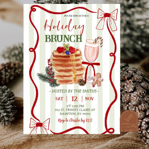 Convites Brunch de Natal com Listras em Verde Salvia