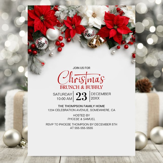 Convites Brunch de Natal com Poinsettia Moderna (Criador carregado)