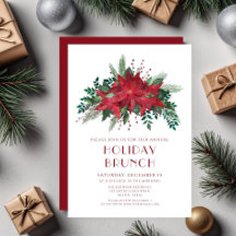 Brunch de Natal com Poinsettia Vermelha Festiva