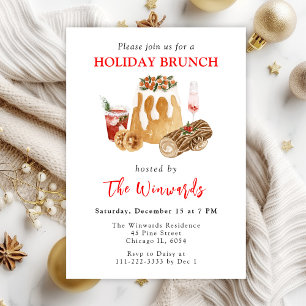 Convites Brunch de Natal com Pudim de Natal e Tora de Natal
