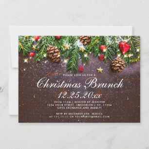 Convites Brunch de Natal de Feriado Russo de Filial de Pine