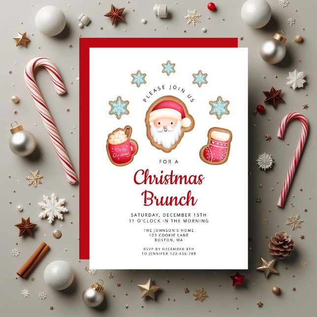 Convites Brunch de Natal de Papais noeis bonitos (Cute Santa Christmas Brunch Invitation)