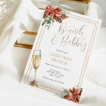 Convites Brunch de Natal e Champanhe de Bubbles<br><div class="desc">Convite de Brunch de Natal com flauta de champanhe de ouro,  moldura de ouro e poinsettias,  verde everdeado com eucalipto. Personalize com suas informações e personalize para seu evento!</div>