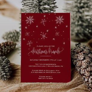 Convites Brunch de Natal Red Snowflake