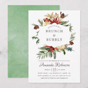 Convites Brunch de Natal Wintertide Woodland e Espumante