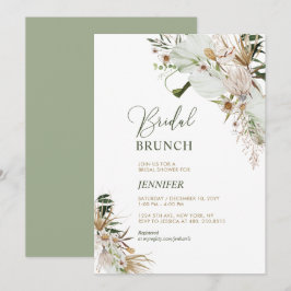 Convites Brunch de Noiva Botânico Boho Verde e Dourado