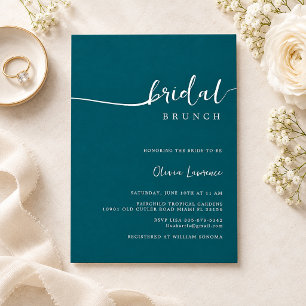 Convites Brunch de Noiva com Letra Azul-Turquesa