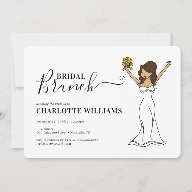 Convites Brunch de noiva de avatar personalizável | Cabelo  (Frente)