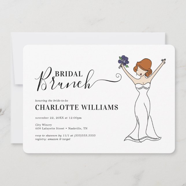 Convites Brunch de noiva de avatar personalizável | Cabelo  (Frente)