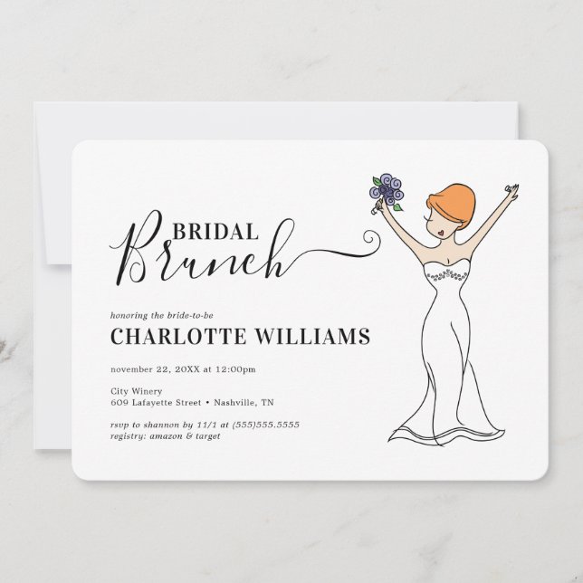 Convites Brunch de noivado de Avatar personalizável| Cabelo (Frente)