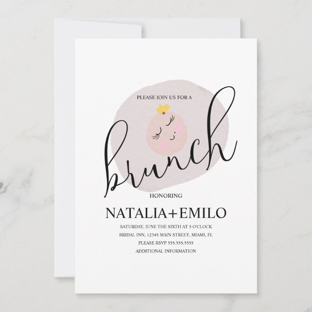 Convites Brunch de Ovo Frito Branco Fofo (Frente)