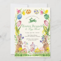 Brunch de Páscoa com Floral em Aquarela Ovo Coelho