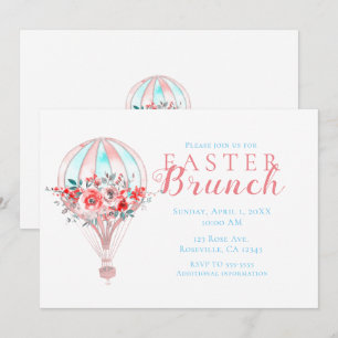 Convites Brunch de Páscoa de Balão de Ar Quente Floral Fest