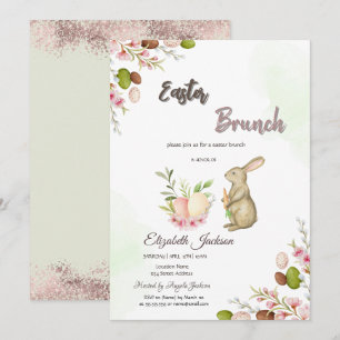 Convites Brunch de Páscoa do Coelho da Eags com Água e Tint