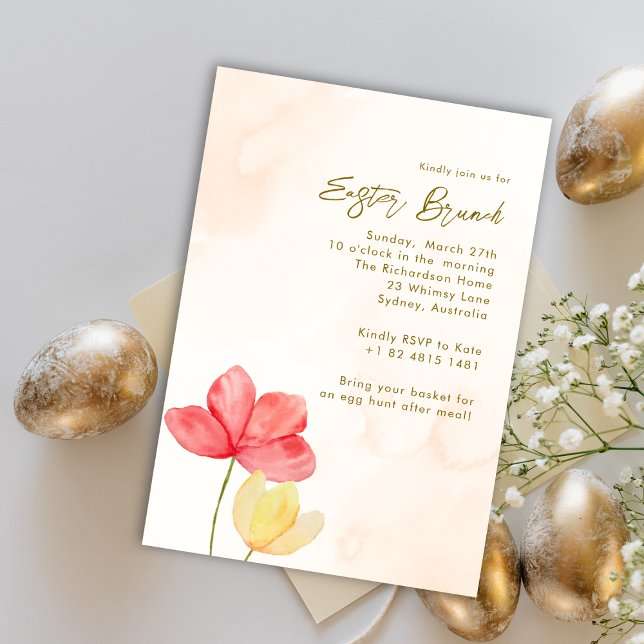 Convites Brunch de Páscoa Elegante Floral Minimalista  (Criador carregado)