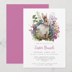 Convites Brunch de Páscoa Floral Aquarela de Orquídea