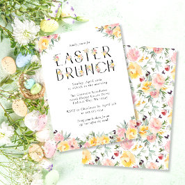 Convites Brunch de Páscoa Floral em Aquarela Elegante