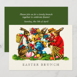 Convites Brunch de Páscoa Personalizada de Coelhos Vintage
