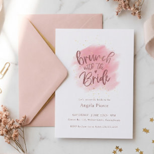 Convites Brunch de Rose Gold com a Noiva Festa de Chá de No