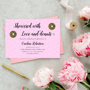 Convites Brunch de Rosquinhas de Chá de fraldas Rosa-Cor-de