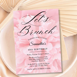 Convites Brunch de Vamos Rosa Suave Elegante Qualquer Festa