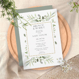 Convites Brunch de Vegetação Elegante e Chás Espumantes par