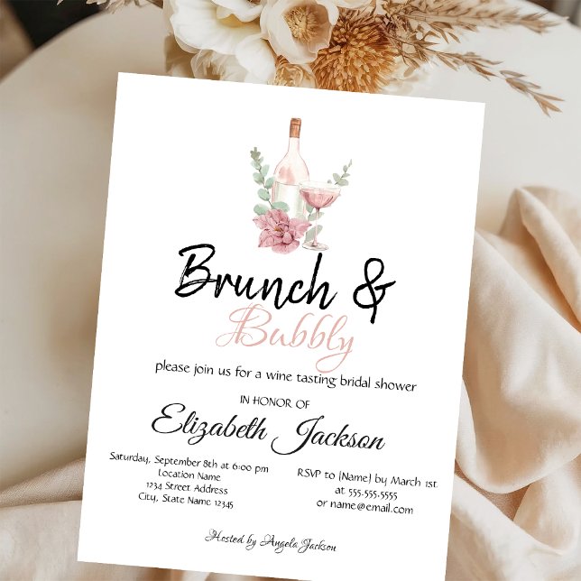 Convites Brunch de Vinho Floral & Chás Espumantes para Chá  (Criador carregado)