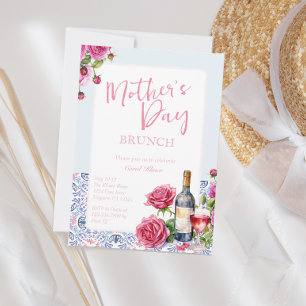 Convites Brunch Dia de as mães de vinho