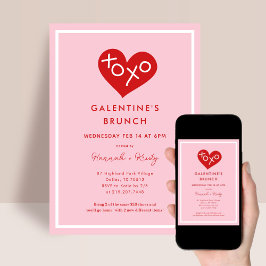 Convites Brunch do Dia da Galentina do Retro XOXO