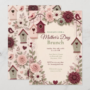 Convites Brunch do Dia das Mães Burgundy Blush de Inverno