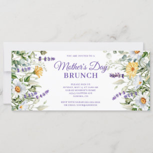 Convites Brunch do Dia das Mães com Aquarela de Flores Silv