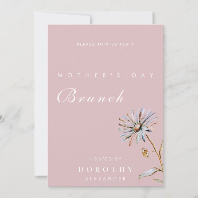 Convites Brunch do Dia das Mães com Florais em Aquarela (Frente)