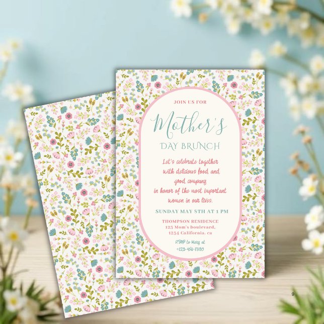 Convites Brunch do Dia das Mães com Tema Floral Pastel (Criador carregado)