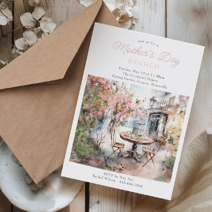 Convites Brunch do Dia das Mães em aquarela Praça em Flor