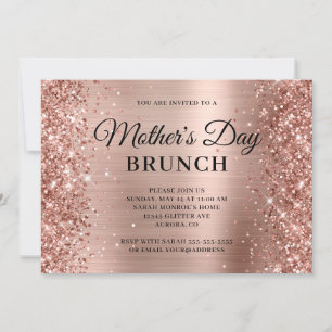 Convites Brunch do Dia das Mães em Glitter e Folha de Ouro