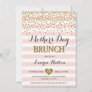Convites Brunch do Dia das Mães em Pink Gold Elegante Moder