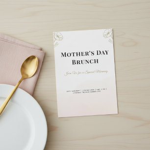 Convites Brunch do Dia das Mães Minimalista com Flores Dour