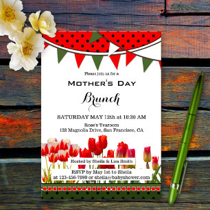 Convites Brunch do Dia das Mães Tulipas Jardim de Primavera