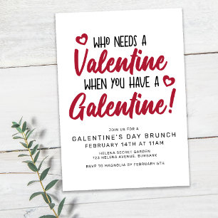 Convites Brunch do Dia de Galentine com Tipografia Moderna