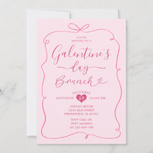 Convites Brunch do dia de Galentine desenhada a rosa