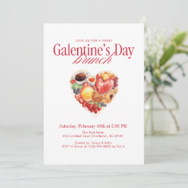 Convites Brunch do Dia de Galentine do Coração Doce