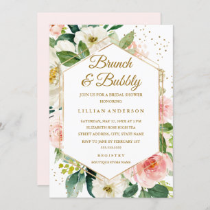 Convites Brunch Dourado Floral Moderno E Polegante