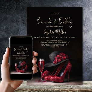 Convites Brunch e Bolhas com Sapatos Vermelhos de Salto Alt