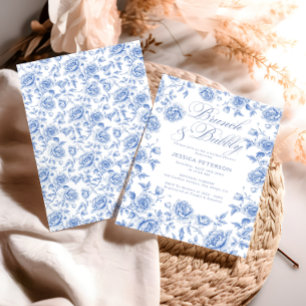Convites Brunch e Bolhas de Choque Azul Bridal Shower 