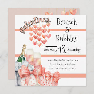 Convites Brunch e bolhas de Peach Galentine